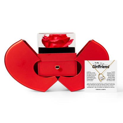 To My Girlfriend | The One I Chose and Cherish | Forever Love Necklace with Red Heart Rose Box