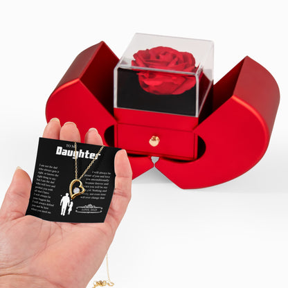To My Daughter | From Dad with Love | Forever Love Necklace with Red Heart Rose Box